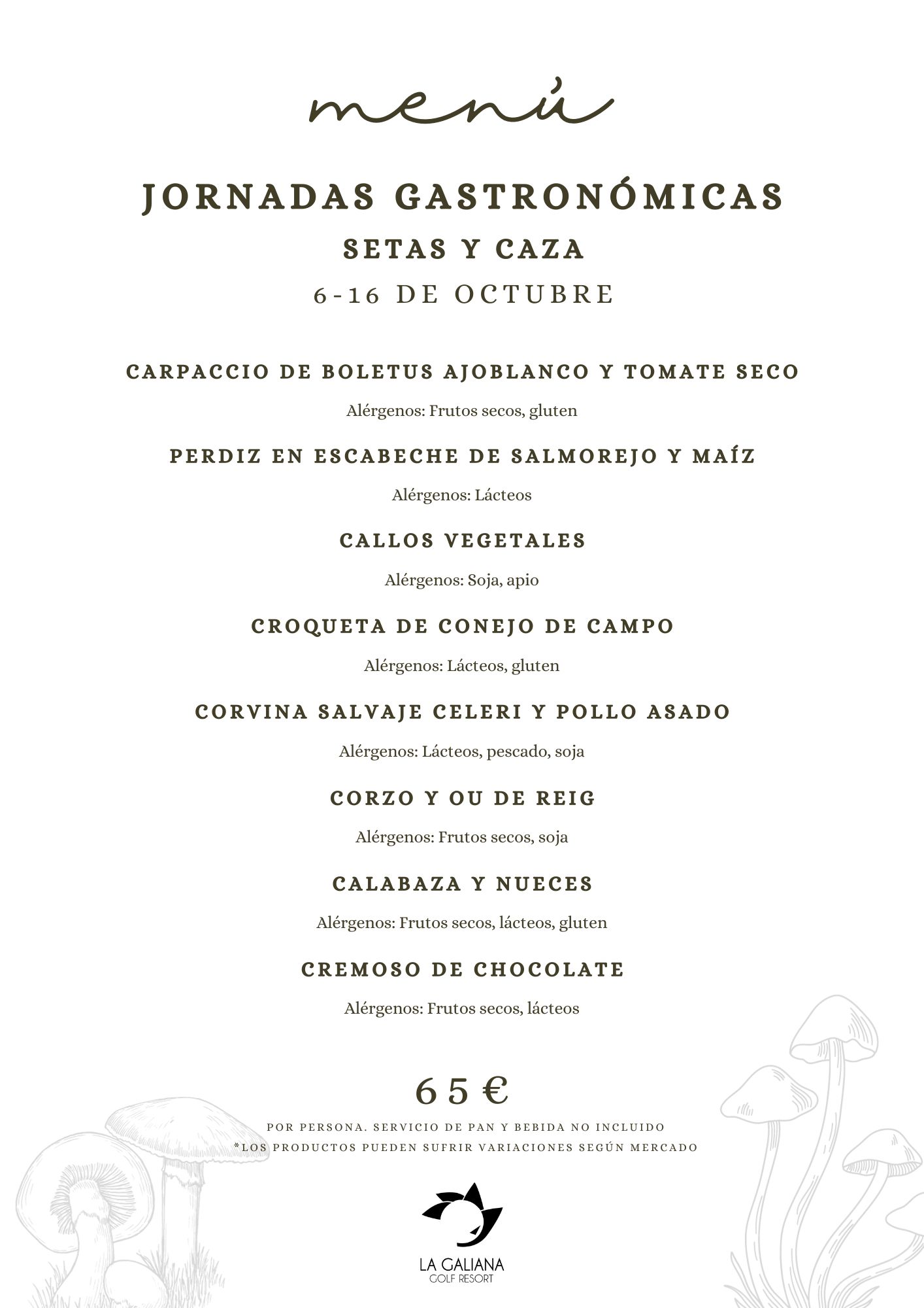 menu jornadas gastronómicas La Galiana